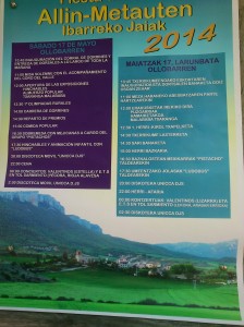 Programa fiesta del valle Allín-Metauten 2014 en Ollobarren